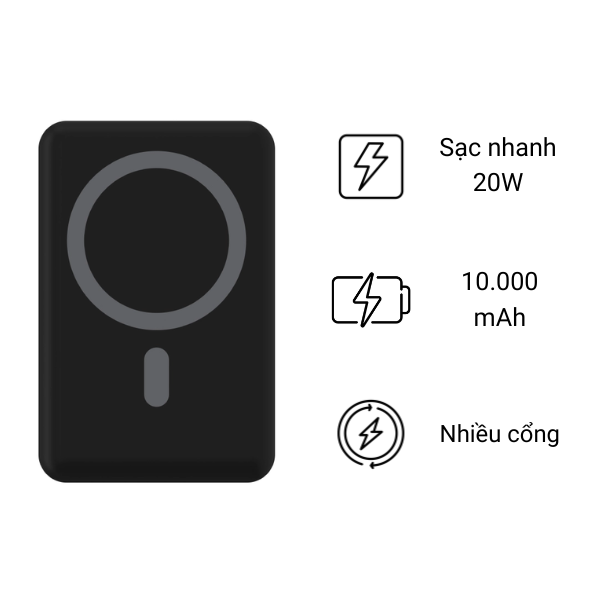 Sạc dự phòng Mophie 20W 10.000 mAh Type C + Wireless charging